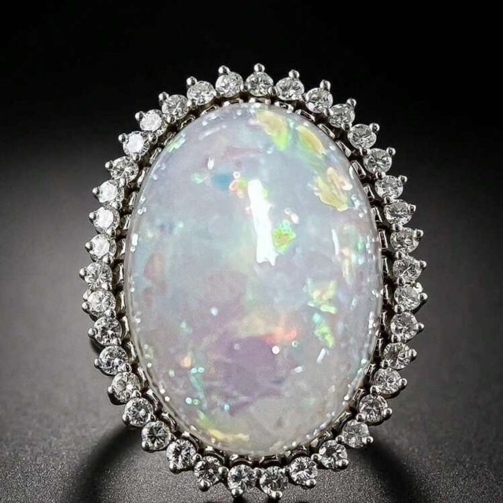 Elegant Silver Opal Ring